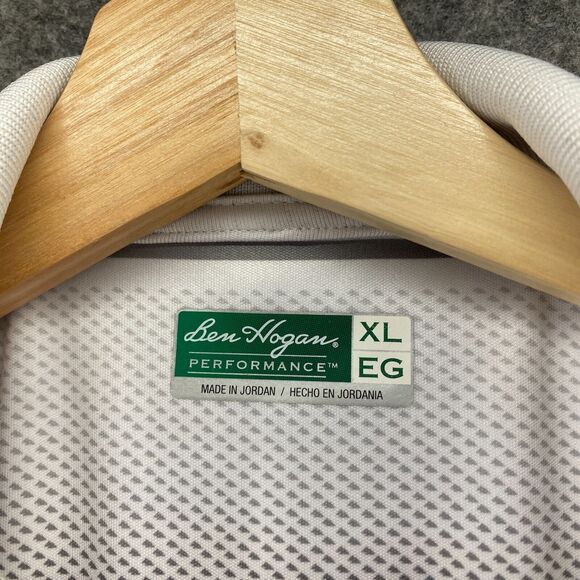 Ben Hogan Polo Shirt Men XL Gray Striped Collared Button Up Short Sleeve Regular - Picture 3 of 6